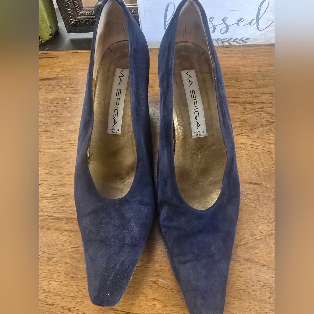 Via Spiga Women's Navy Suede Heels